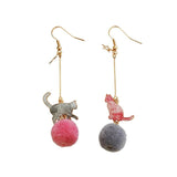 Creative Cute Coloured Cat Earrings Cat Design Accessories Pet Clever 