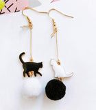 Creative Cute Coloured Cat Earrings Cat Design Accessories Pet Clever black 