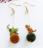 Creative Cute Coloured Cat Earrings Cat Design Accessories Pet Clever green 