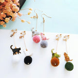 Creative Cute Coloured Cat Earrings Cat Design Accessories Pet Clever 