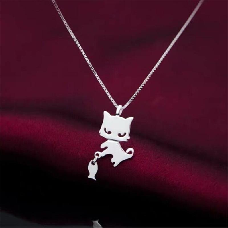 Creative Kitten And Fish Necklace Cat Design Accessories Pet Clever 