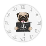 Cut Pug With Dog Bones Decorative Cartoon Wall Clock Home Decor Dogs Pet Clever 