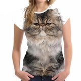 Cute 3D Cat Casual Short Sleeved Women Shirts Cat Design T-Shirts Pet Clever Style 6 S 
