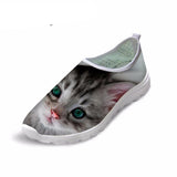 Cute 3D Lonely Cat Print Air Mesh Shoes Cat Design Footwear Pet Clever US 5 - EU35 -UK3 