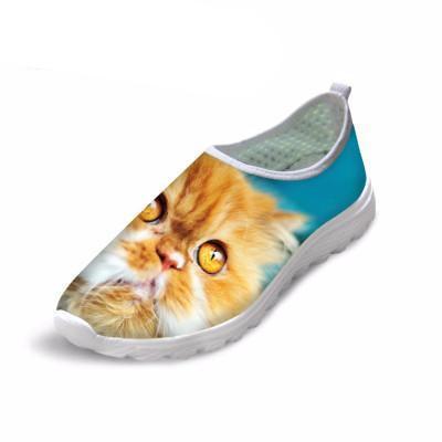 Cute 3D Orange Cat Print Air Mesh Shoes Cat Design Footwear Pet Clever US 5 - EU35 -UK3 