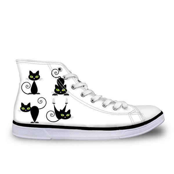 Cute 3D Wild Cat Outline Printed Women's High Top Shoes Cat Design Footwear Pet Clever US 5 - EU35 -UK3 