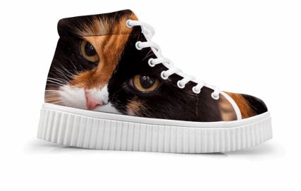 Cute Black and Orange Cat Printing Thick Bottom Flats Casual Shoes Cat Design Footwear Pet Clever US 5 - EU35 -UK3 