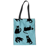 Cute Black Cat Print Tote Bag Cat Pet Clever K 