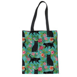 Cute Black Cat Print Tote Bag Cat Pet Clever A 
