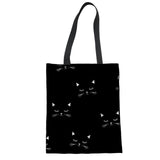 Cute Black Cat Print Tote Bag Cat Pet Clever D 