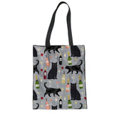 Cute Black Cat Print Tote Bag Cat Pet Clever F 