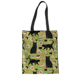 Cute Black Cat Print Tote Bag Cat Pet Clever B 