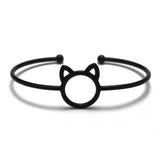 Cute Cat Adjustable Cuff Bangles Cat Design Accessories Pet Clever black 