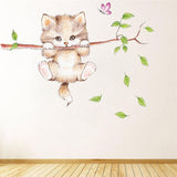 Cute Cat Biting Tree Branch Home Decor Cats Pet Clever 