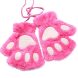Cute Cat Claw Plush Mittens Cat Design Accessories Pet Clever Hot Pink 