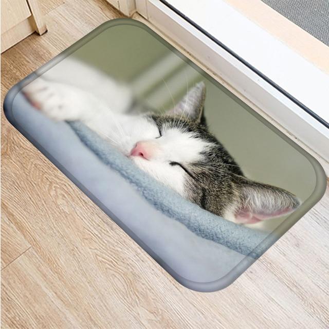 Cute Cat Design Non-slip Floor Mat Cat Design Accessories Pet Clever A 