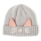 Cute Cat Ear and Whiskers Design Winter Knitted Beanies Cat Design Accessories Pet Clever Gray 