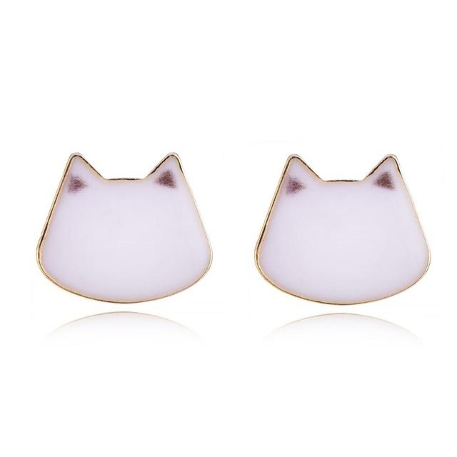 Cute Cat Earrings Cat Design Accessories Pet Clever WHITE 