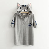 Cute Cat Ears Hooded T-Shirt Cat Design Accessories Pet Clever Gray T shirt 