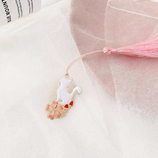 Cute Cat Flower Bowknot Bookmark Cat Design Accessories Pet Clever White 