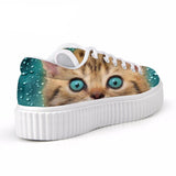 Cute Cat Lace-up Creepers Shoes Cat Design Footwear Pet Clever 