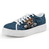 Cute Cat Lace-up Creepers Shoes Cat Design Footwear Pet Clever K 