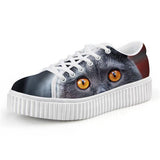 Cute Cat Lace-up Creepers Shoes Cat Design Footwear Pet Clever E 