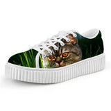 Cute Cat Lace-up Creepers Shoes Cat Design Footwear Pet Clever B 