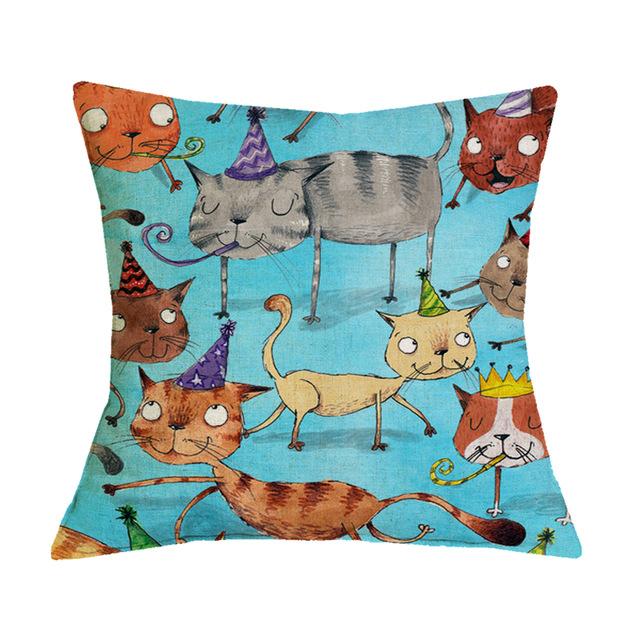 ﻿Cute Cat Pattern Cushion Cover Cat Design Pillows Pet Clever 1 