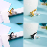 Cute Cat Pearl Rhinestone Brooch Cat Design Accessories Pet Clever 