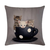 Cute Cat Print Decorative Cushion Pillowcase Cat Design Accessories Pet Clever 18 