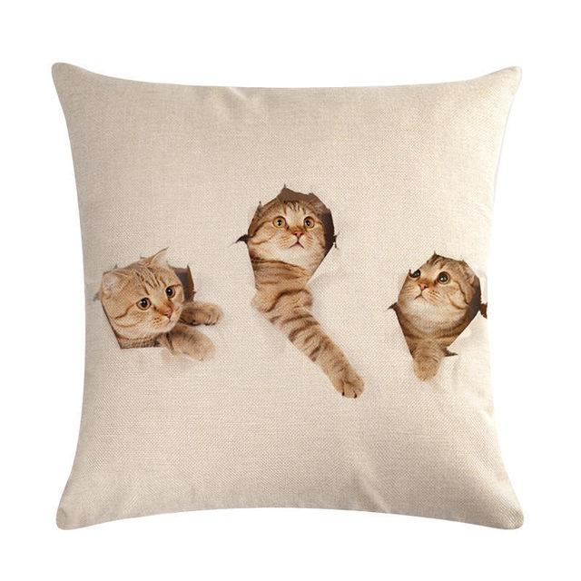 Cute Cat Print Decorative Cushion Pillowcase Cat Design Accessories Pet Clever 1 