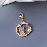 Cute Cat Stars Dangle Keychain Cat Design Accessories Pet Clever Pink 