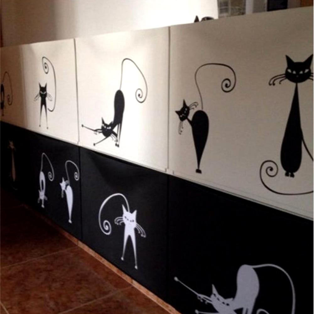 Cute Cat Wall Stickers Cat Design Accessories Pet Clever Black 