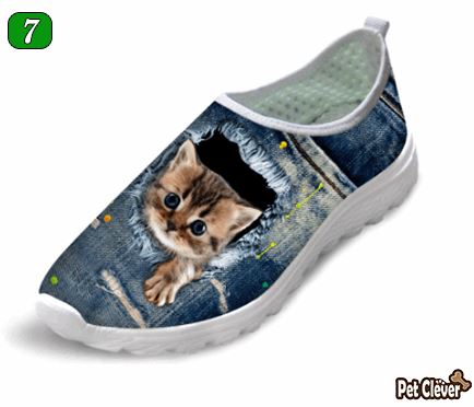 Cute Clawing Cat Printing Air Mesh Shoes Cat Design Footwear Pet Clever US 5 - EU35 -UK3 