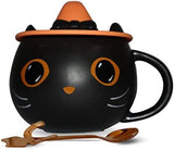 Cute Cup with a Witch Hat Lid & an Adorable Spoon Cat Design Accessories Pet Clever 