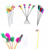 Cute Design Wire Wand Colorful Feather Teaser Cat Toy Cat Toys Pet Clever 5Pcs (1 From All) 