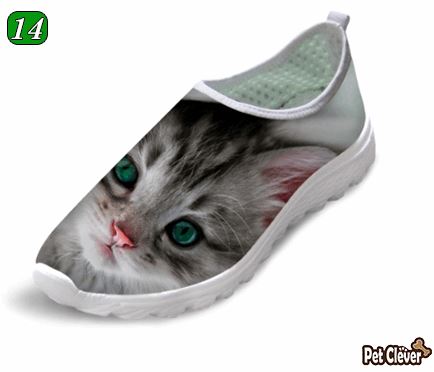 Cute Gloomy Cat Printing Air Mesh Shoes Cat Design Footwear Pet Clever US 5 - EU35 -UK3 