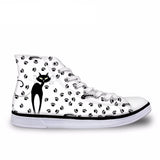 Cute High Top Casual Black Cat Design Shoes for Women Cat Design Footwear Pet Clever US 5 - EU35 -UK3 