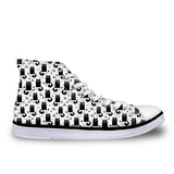 Cute High Top Casual Black Cat Pattern Design Shoes for Women Cat Design Footwear Pet Clever US 5 - EU35 -UK3 