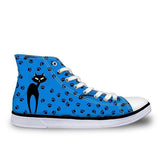 Cute High Top Casual Blue Cat Design Shoes for Women Cat Design Footwear Pet Clever US 5 - EU35 -UK3 