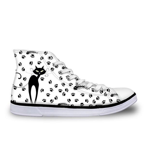 Cute High Top Casual Cat Design Shoes for Women Cat Design Footwear Pet Clever A 
