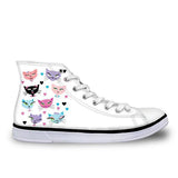 Cute High Top Casual Cat Design Shoes for Women Cat Design Footwear Pet Clever T 