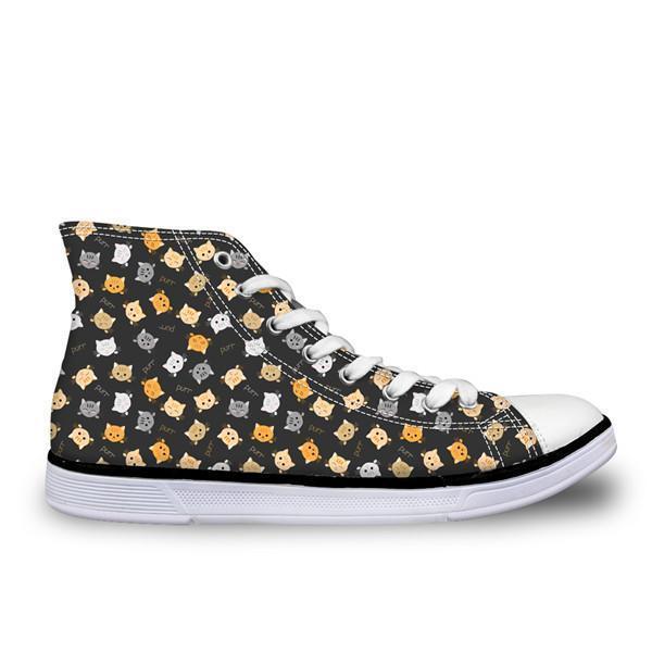 Cute High Top Casual Cat Face Pattern Design Shoes for Women Cat Design Footwear Pet Clever US 5 - EU35 -UK3 