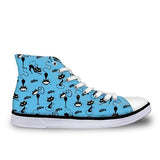 Cute High Top Casual Cat Pattern in Sky Blue Design Shoes for Women Cat Design Footwear Pet Clever US 5 - EU35 -UK3 