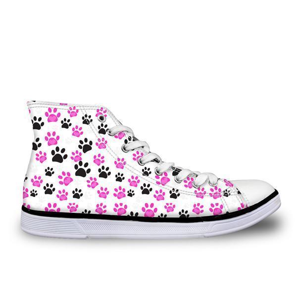 Cute High Top Casual Cat Paw Pattern Design Shoes for Women Cat Design Footwear Pet Clever US 5 - EU35 -UK3 