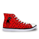 Cute High Top Casual Red Cat Design Shoes for Women Cat Design Footwear Pet Clever US 5 - EU35 -UK3 