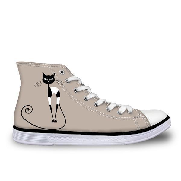 Cute High Top Casual Sophisticated Cat Design Shoes for Women Cat Design Footwear Pet Clever US 5 - EU35 -UK3 
