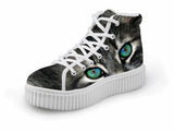 Cute Jade Eyes Cat Printing Thick Bottom Flats Casual Shoes﻿ Cat Design Footwear Pet Clever US 5 - EU35 -UK3 