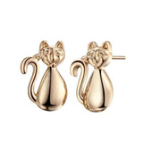 Cute Kitten Stud Earring Cat Design Accessories Pet Clever Gold-color 
